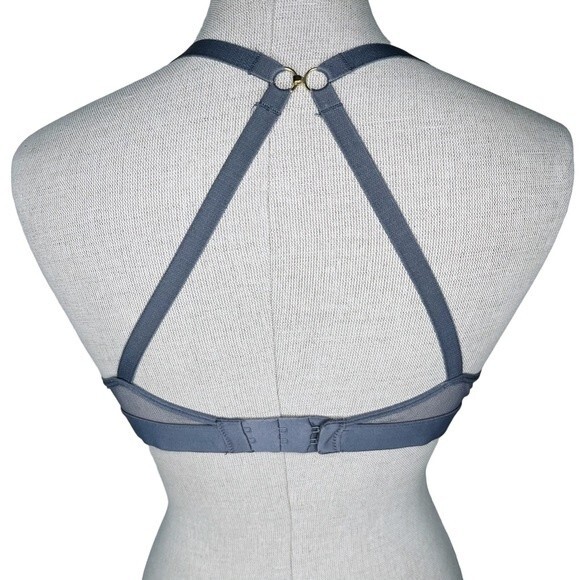Lively The All-Day Deep V No-Wire Bra sz 34B * Smoke Gray Wire Free Mesh Trim - Picture 4 of 7